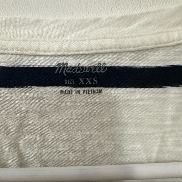 Madewell Whisper Cotton V-Neck Pocket Tank Top in Preppy Stripe Bright Ivory XXS - Picture 2 of 5